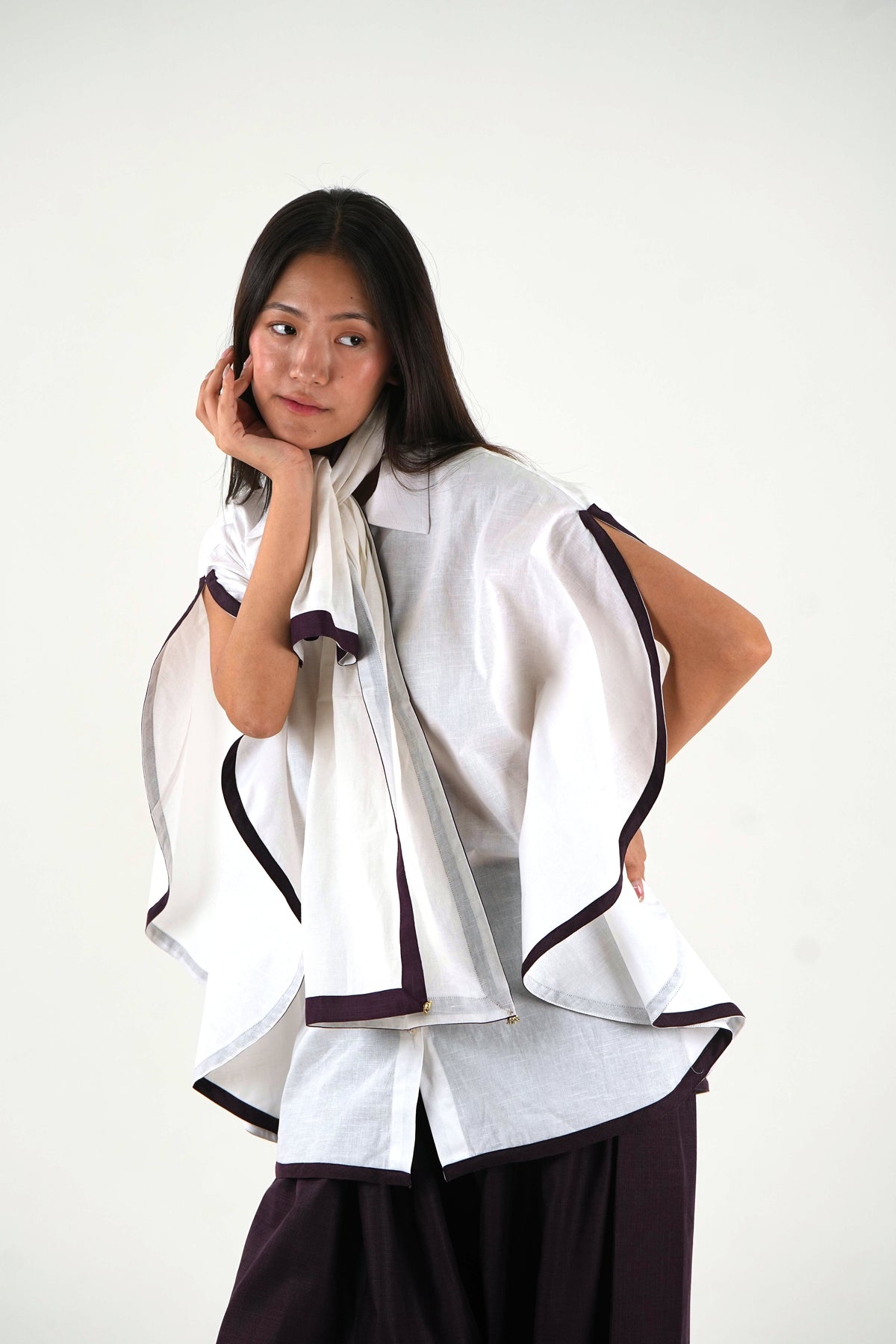 Shirt Salwar Set - White Linen Cotton