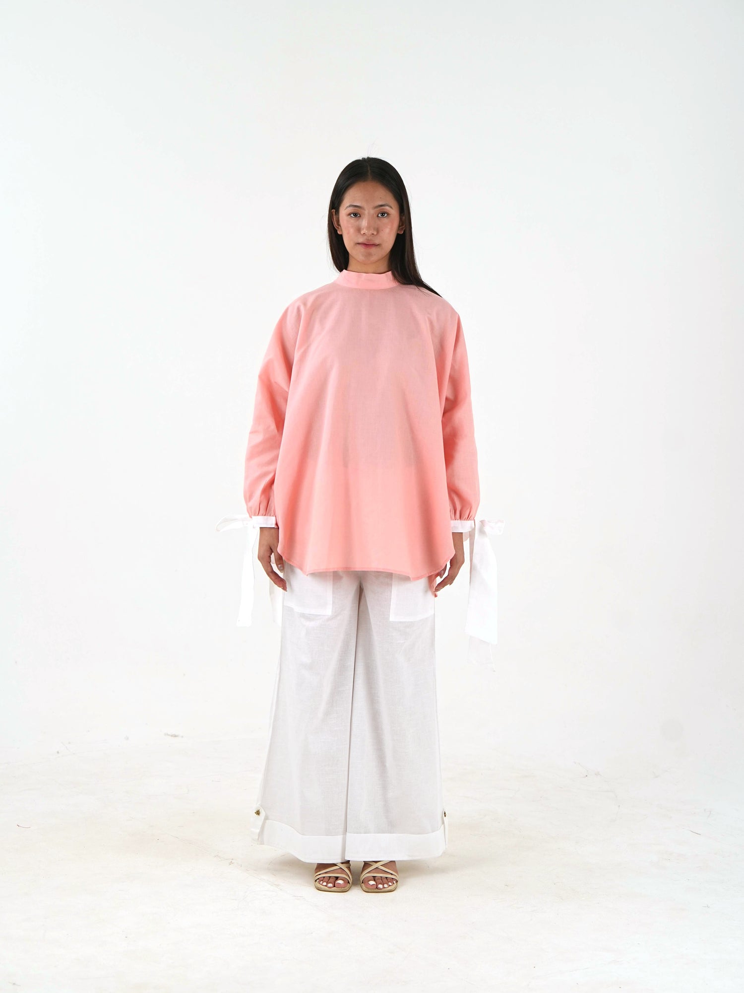 High Neck Set - Peach Pink Linen