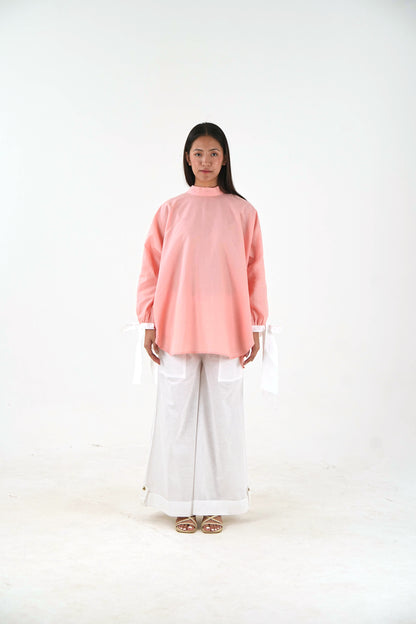 High Neck Set - Peach Pink Linen
