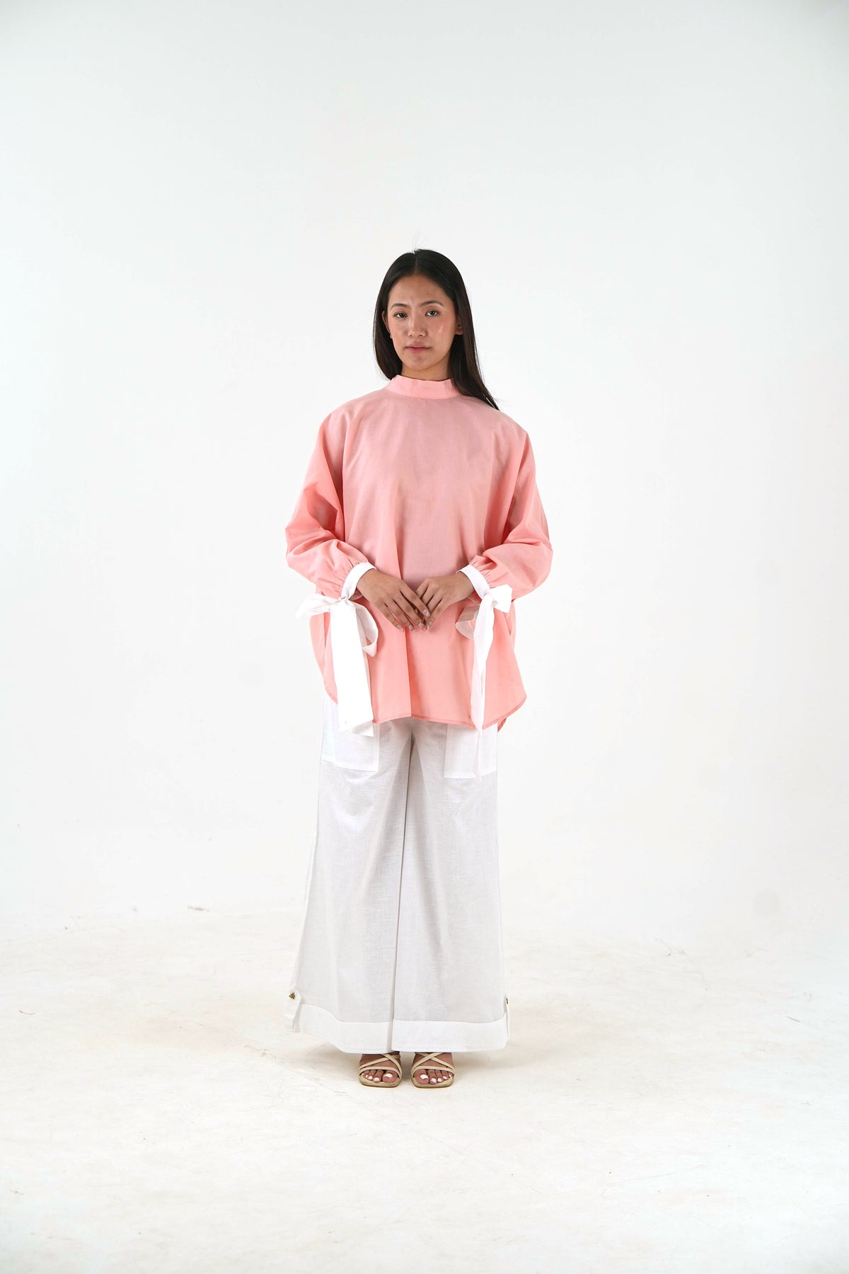 High Neck Set - Peach Pink Linen