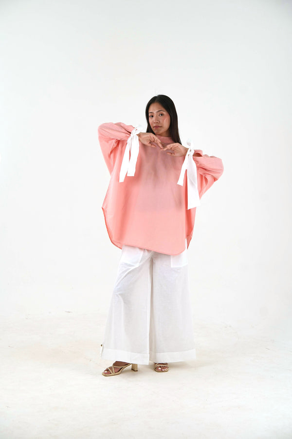 High Neck Set - Peach Pink Linen