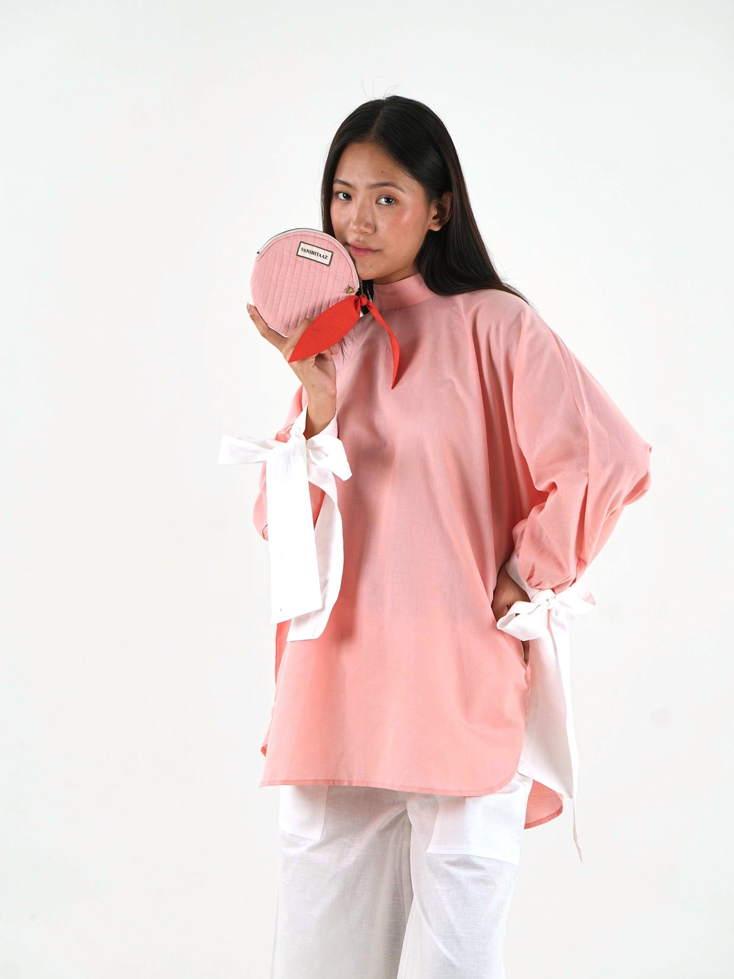 High Neck Set - Peach Pink Linen