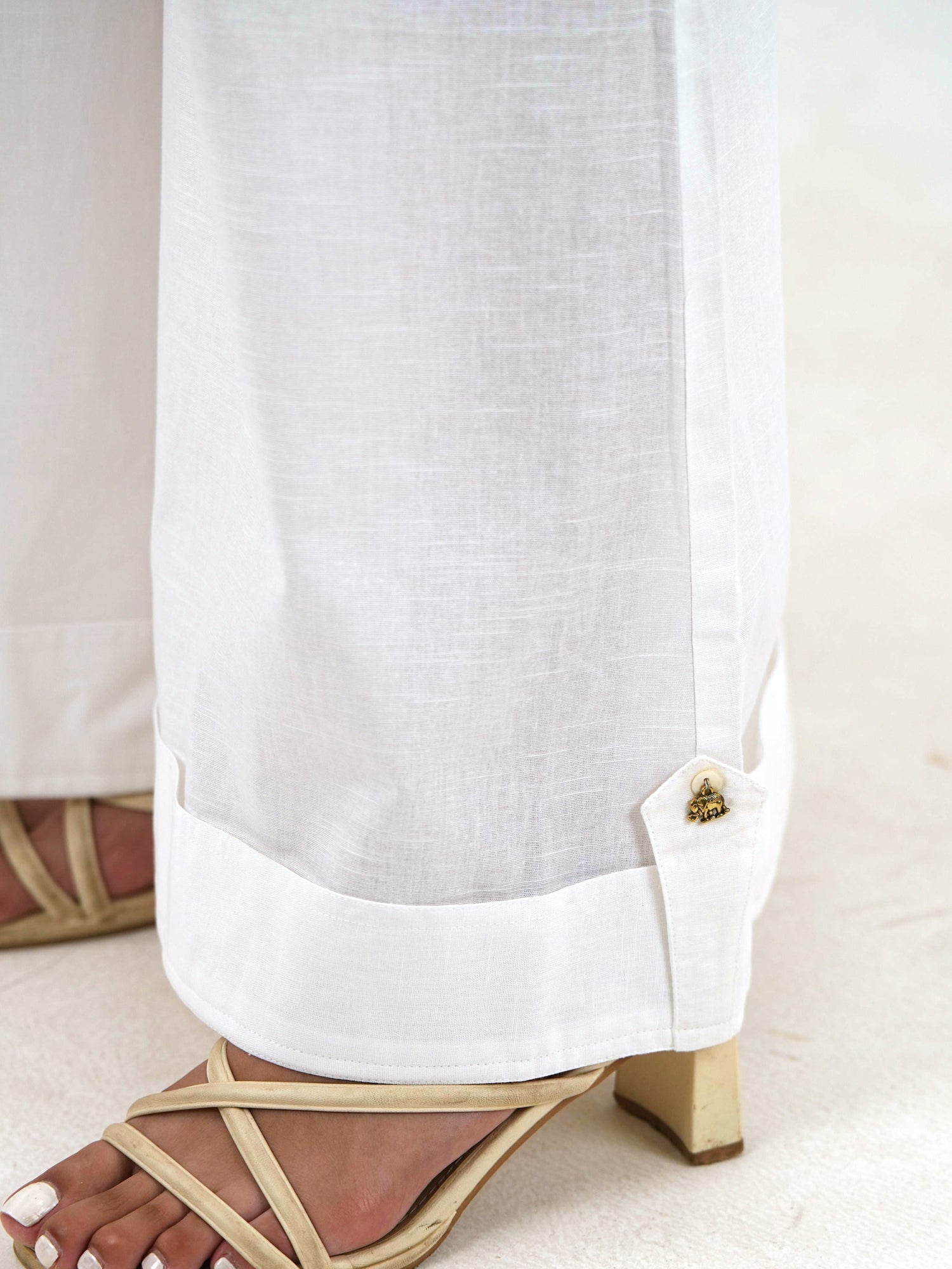 Patch Pocket Linen Pant - White Wide Leg