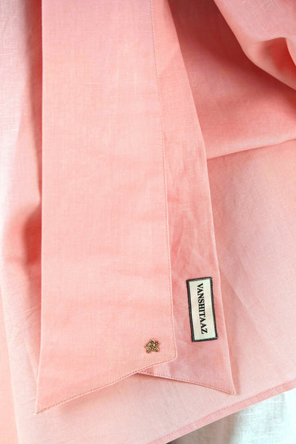 High Neck Set - Peach Pink Linen