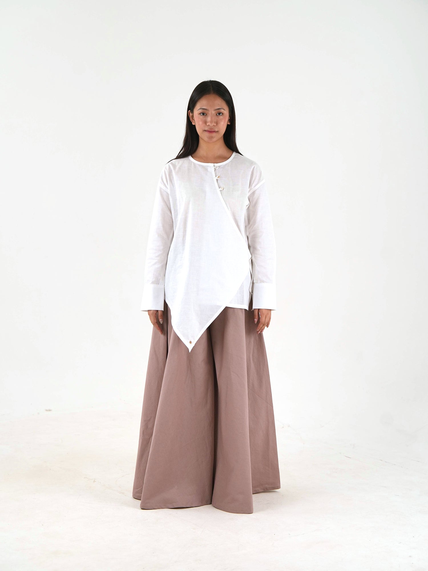 Angrakha Wide-Leg Set - Off White Linen