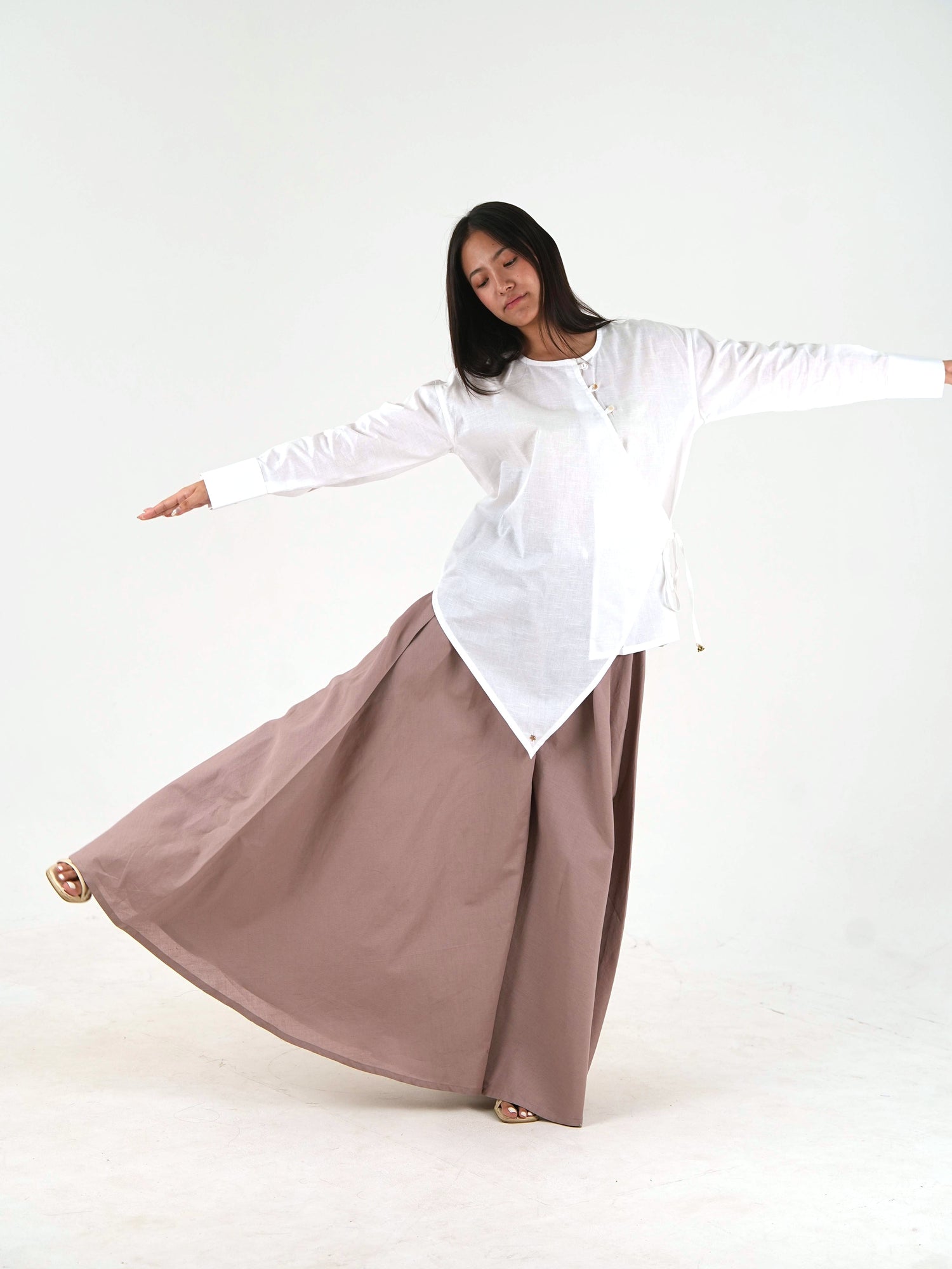 Ultra-Wide Linen Palazzo - Dusty Mauve