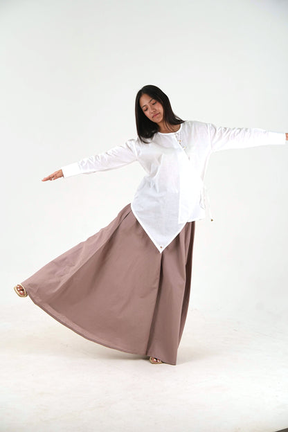 Ultra-Wide Linen Palazzo - Dusty Mauve