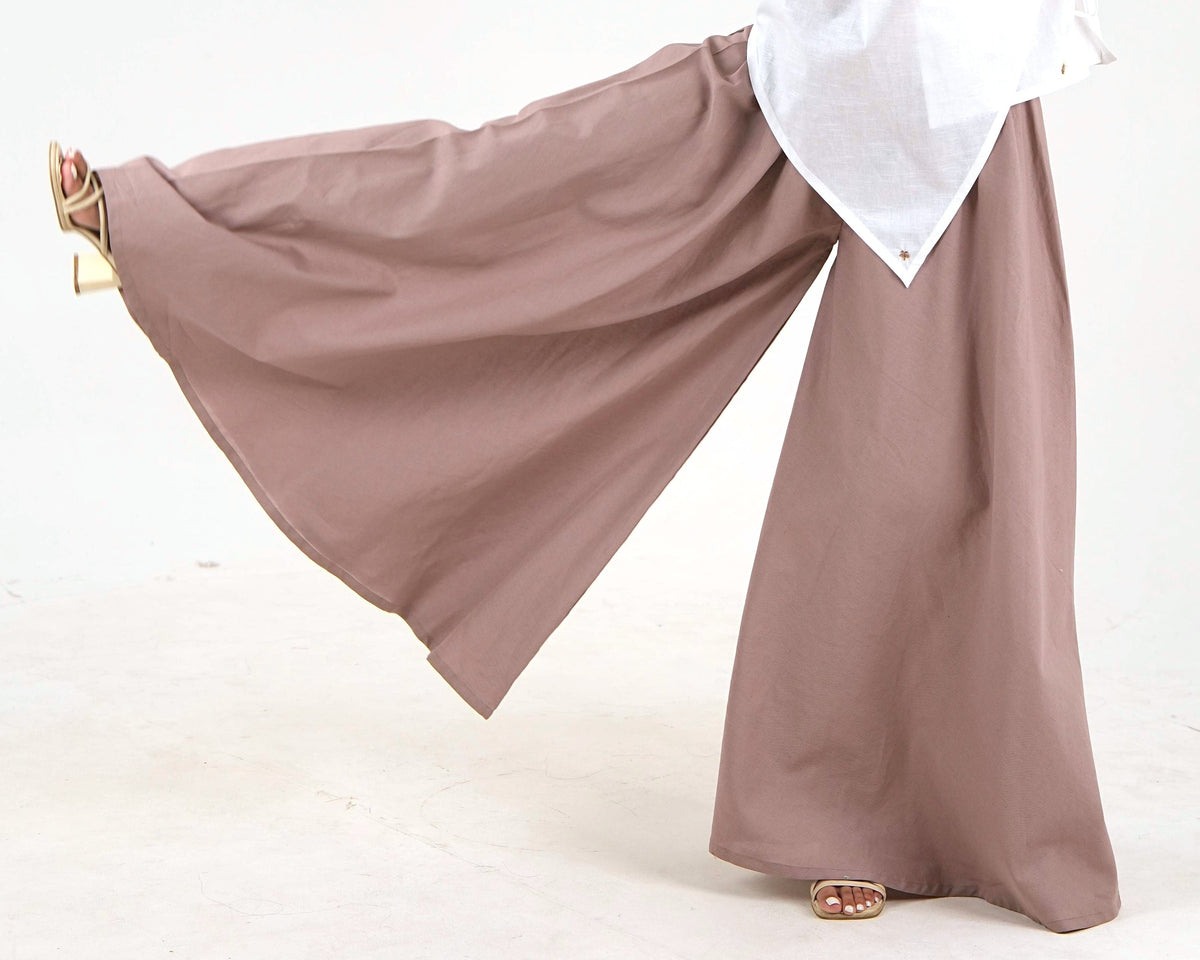 Ultra-Wide Linen Palazzo - Dusty Mauve