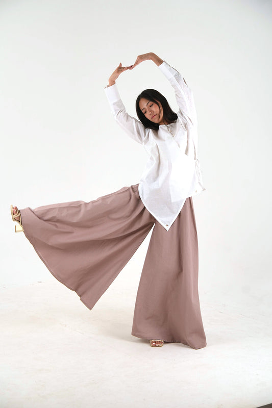 Angrakha Wide-Leg Set - Off White Linen