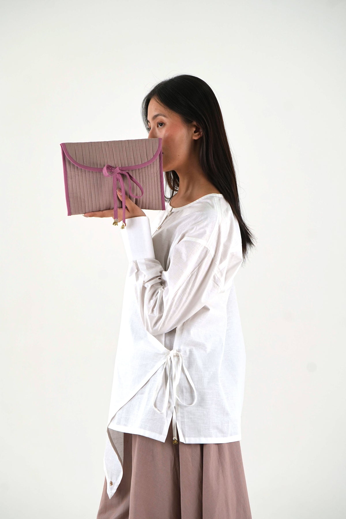 Angrakha Wide-Leg Set - Off White Linen