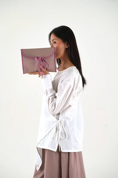 Angrakha Wide-Leg Set - Off White Linen