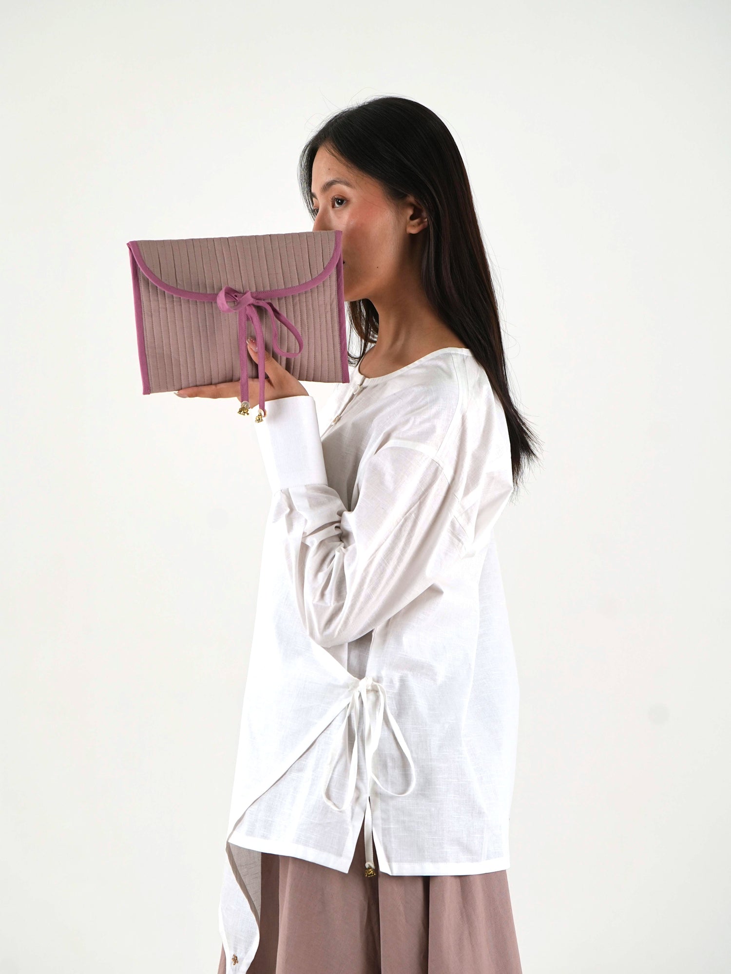 Asymmetric Angrakha Shirt - Off White Linen