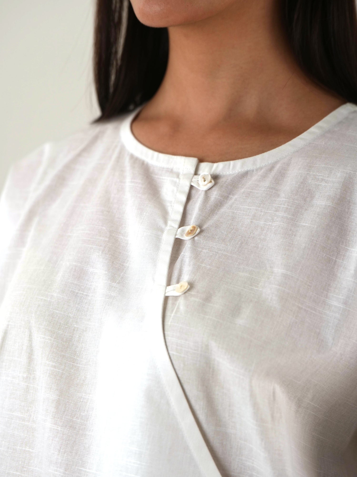 Angrakha Wide-Leg Set - Off White Linen