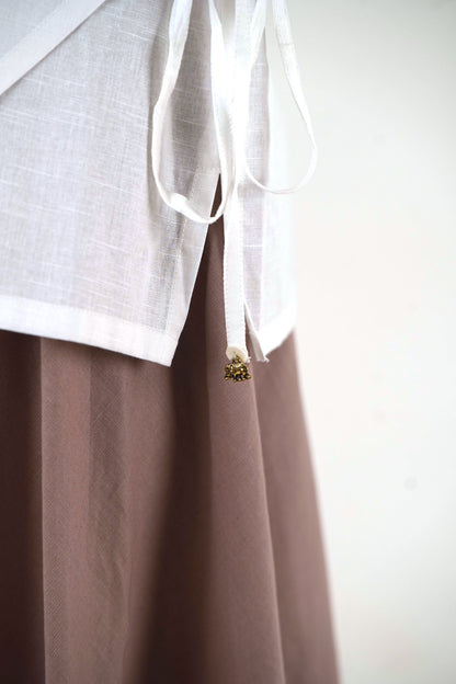 Asymmetric Angrakha Shirt - Off White Linen