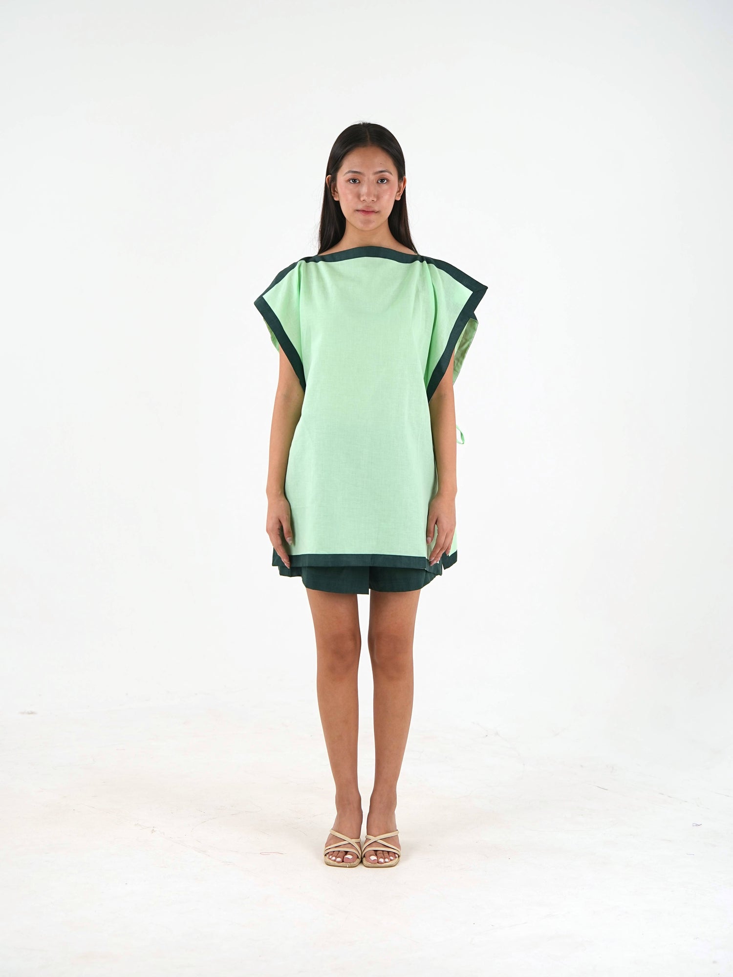 Side Tie Set - Mint Green Linen