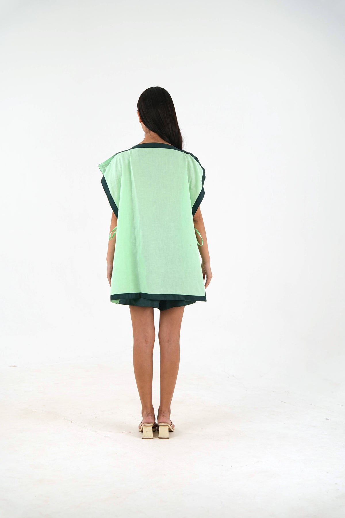 Side Tie Set - Mint Green Linen