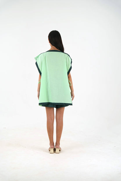 Side Tie Tunic - Mint Green Linen