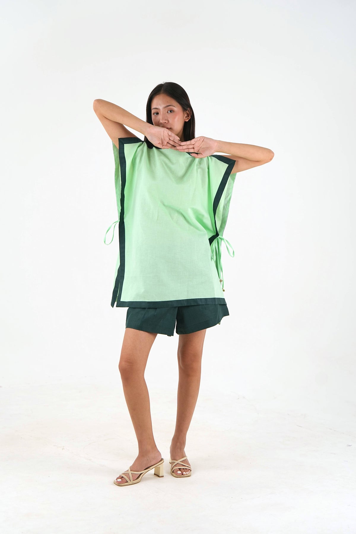 Side Tie Set - Mint Green Linen