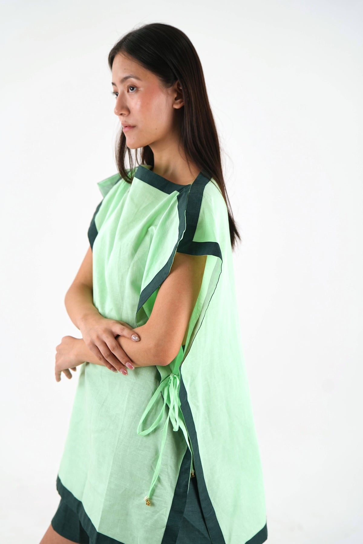 Side Tie Set - Mint Green Linen