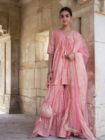 Gharara Peplum Set with Dupatta