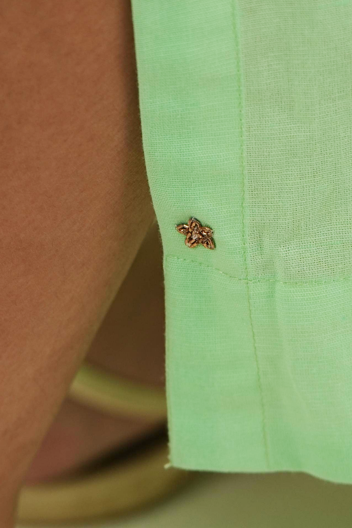 Cuff Sleeve Kaftan Dress - Mint Green Linen
