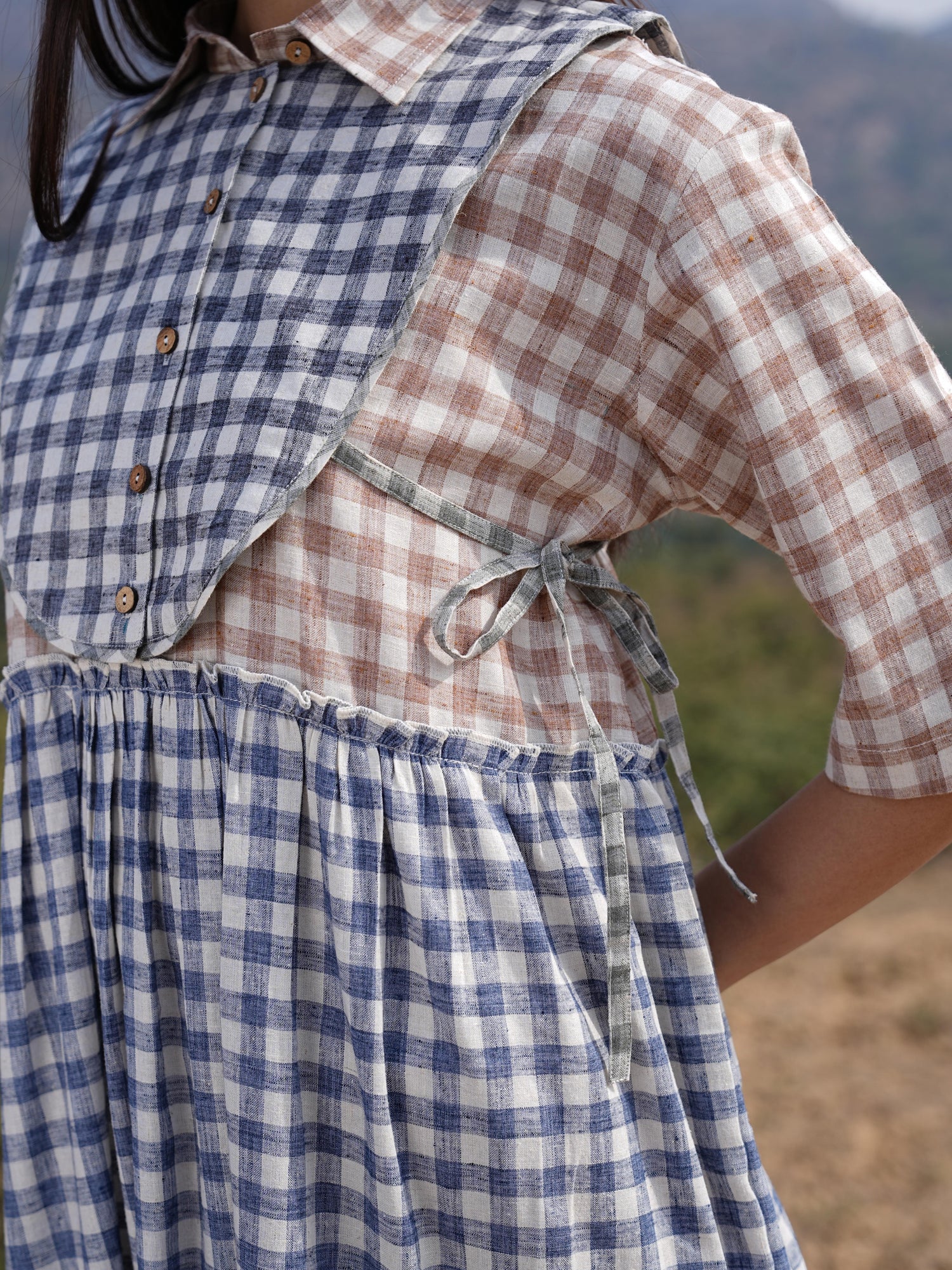 Sutra 4-Check Maxi Dress styled simply for everyday wear