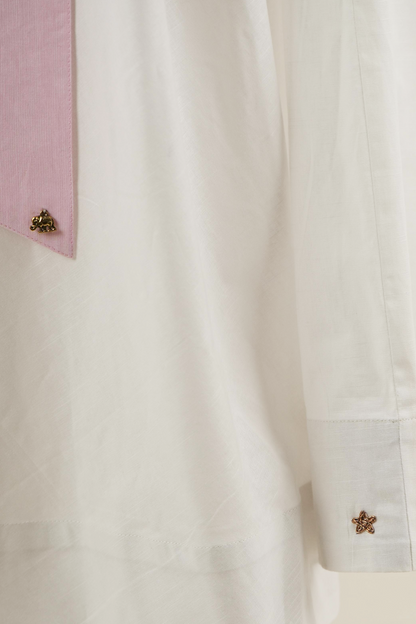 Bow Tie Tunic - White Linen Cotton