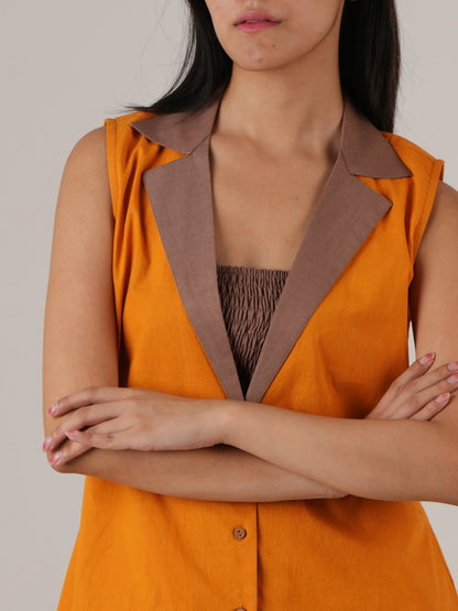 Vanshitaaz Orange Popsicle Cotton Co-ord set with Stripe Detailing ( 3 Pc Set )