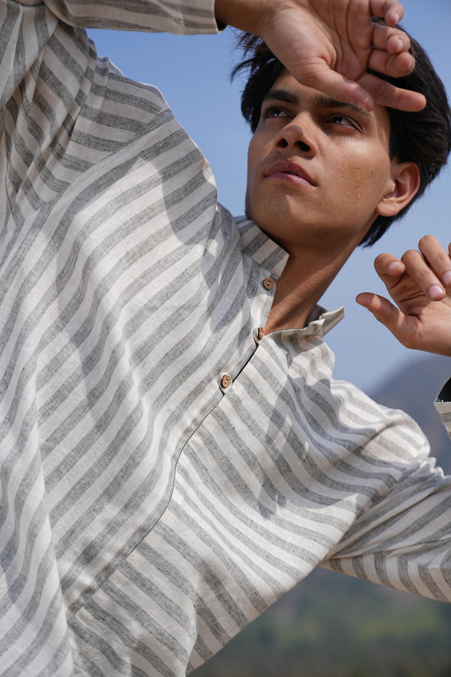 Sutra Olive Stripe Kurta