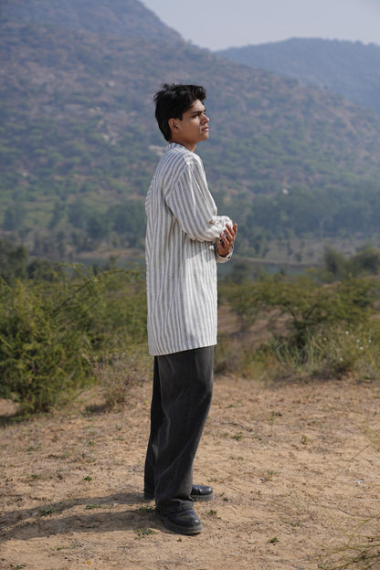 Olive Stripe Maxi Dress & Kurta Duo