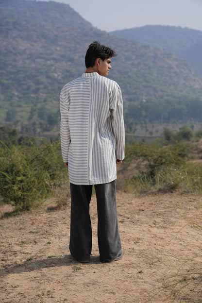 Olive Stripe Maxi Dress & Kurta Duo