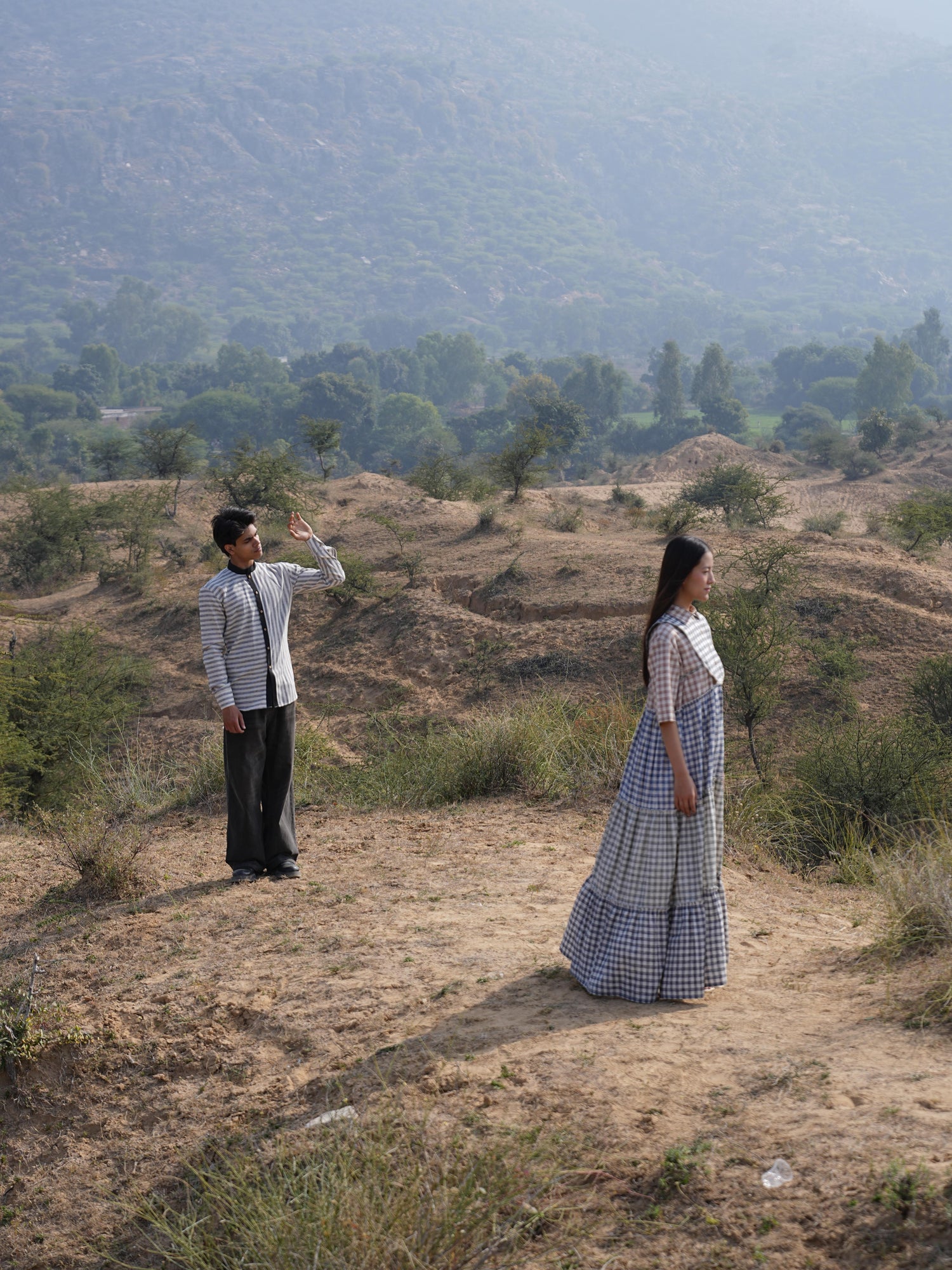 Sutra 4-Check Maxi Dress