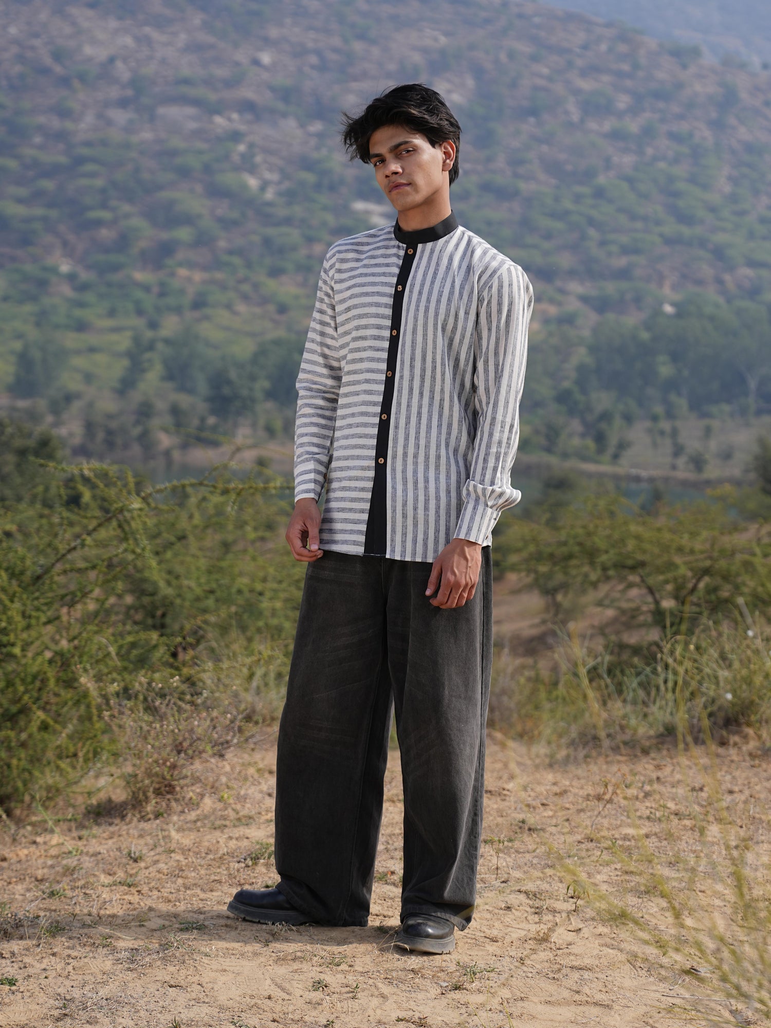 4 Check Maxi Dress & Stripe Shirt Duo
