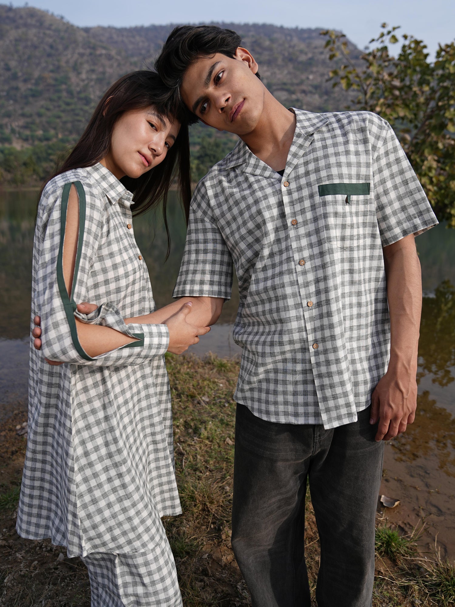Olive Check Coord & Kurta Duo