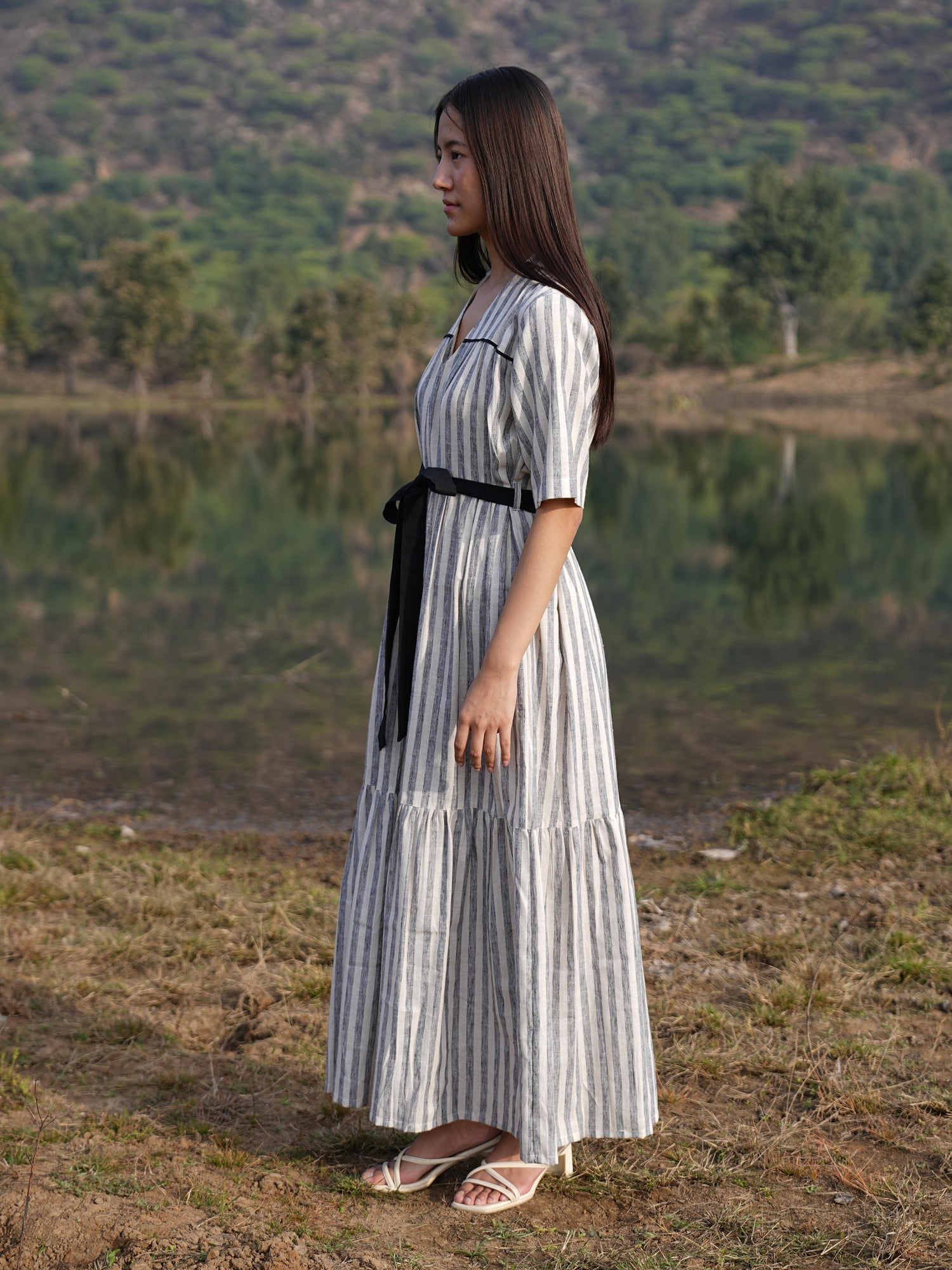 Sutra Midi Stripe Dress