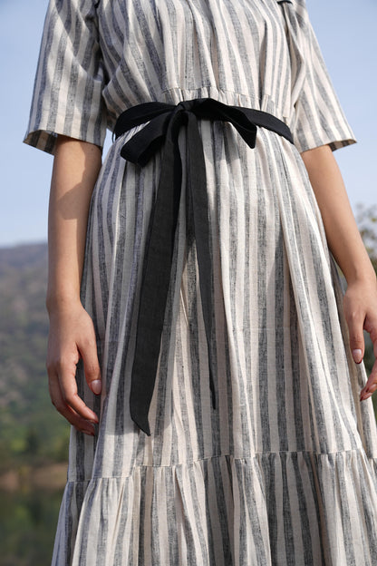 Sutra Midi Stripe Dress styled simply for everyday wear