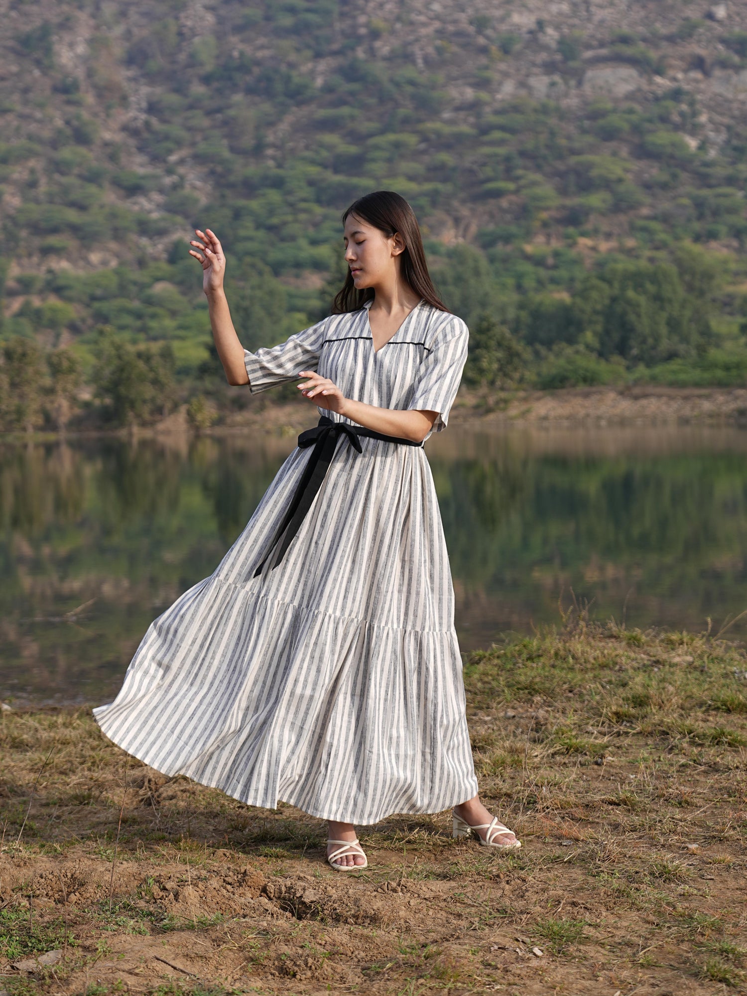 Sutra Midi Stripe Dress