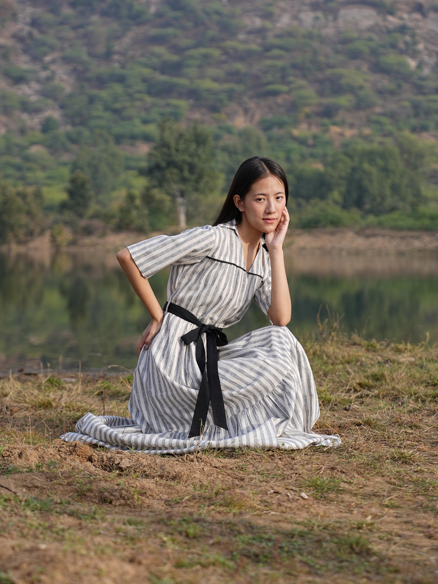 Sutra Midi Stripe Dress