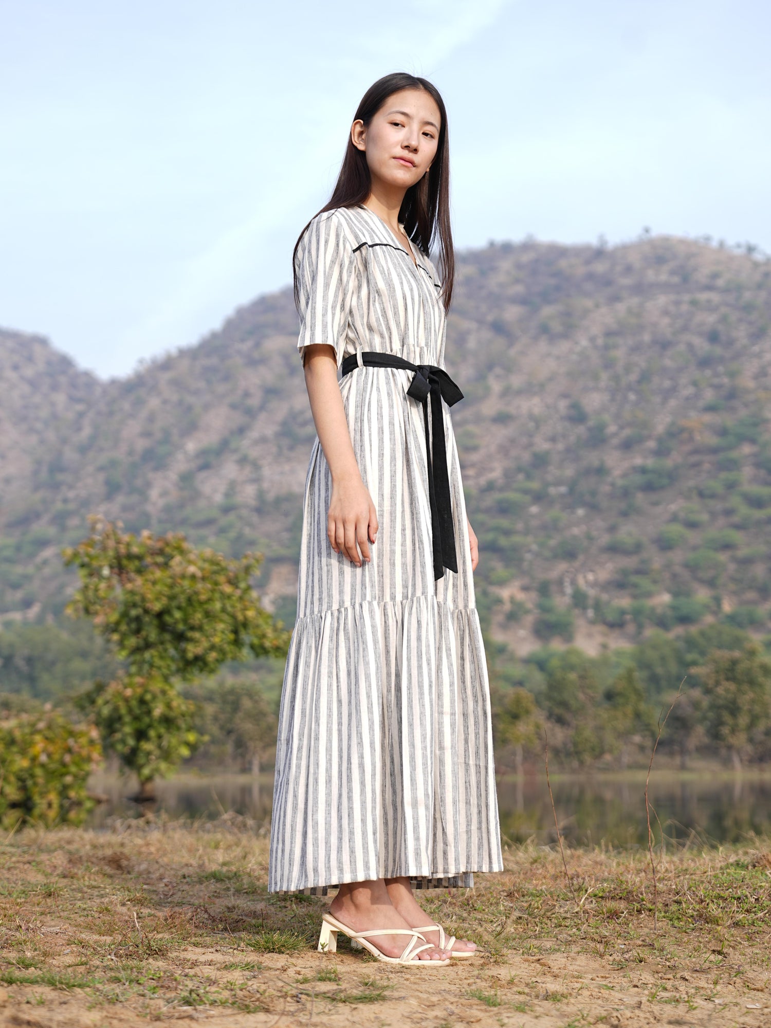 Sutra Midi Stripe Dress