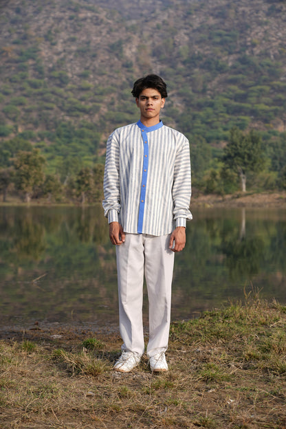 Sutra Asymmetric Stripe Shirt
