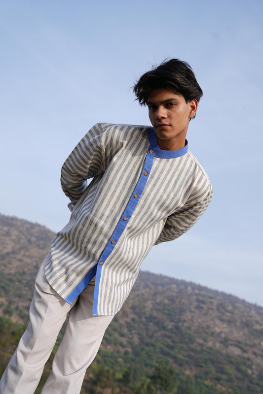 Sutra Asymmetric Stripe Shirt