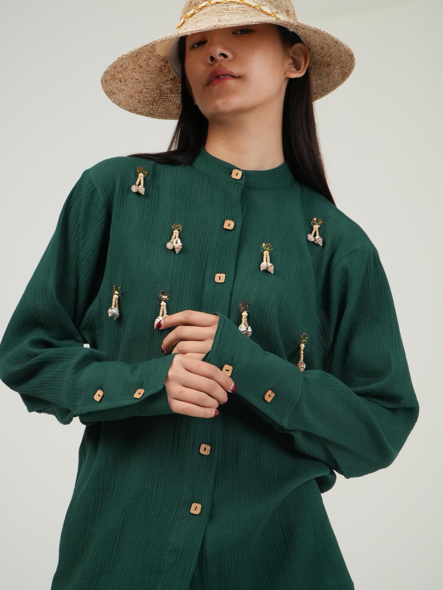 Vanshitaaz Racing Green Crinkled Cotton Co-ord