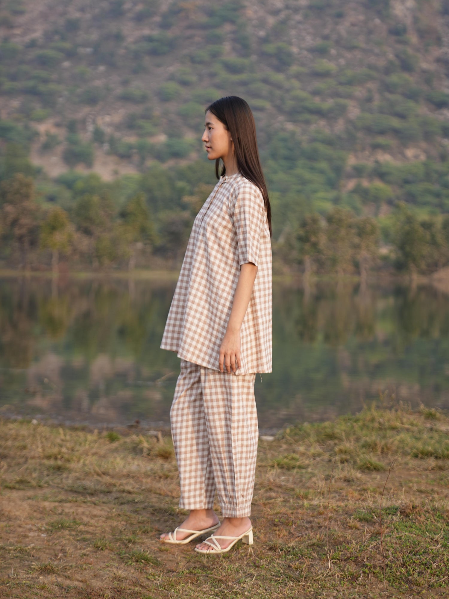 Sutra Check Mandarin Co-ord