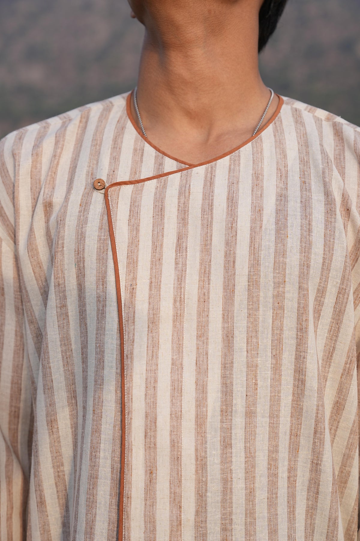 Rust Check Coord & Stripe Kurta Duo