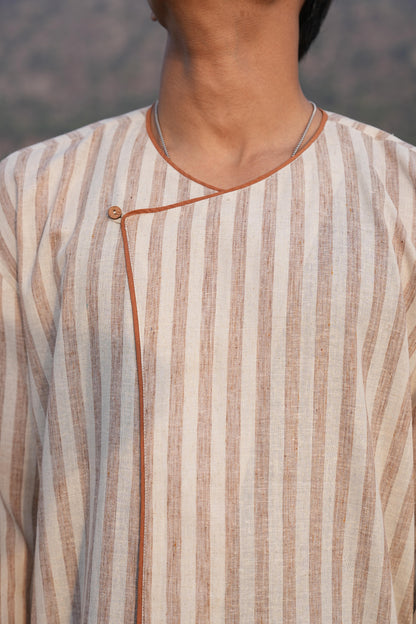 Rust Check Coord & Stripe Kurta Duo
