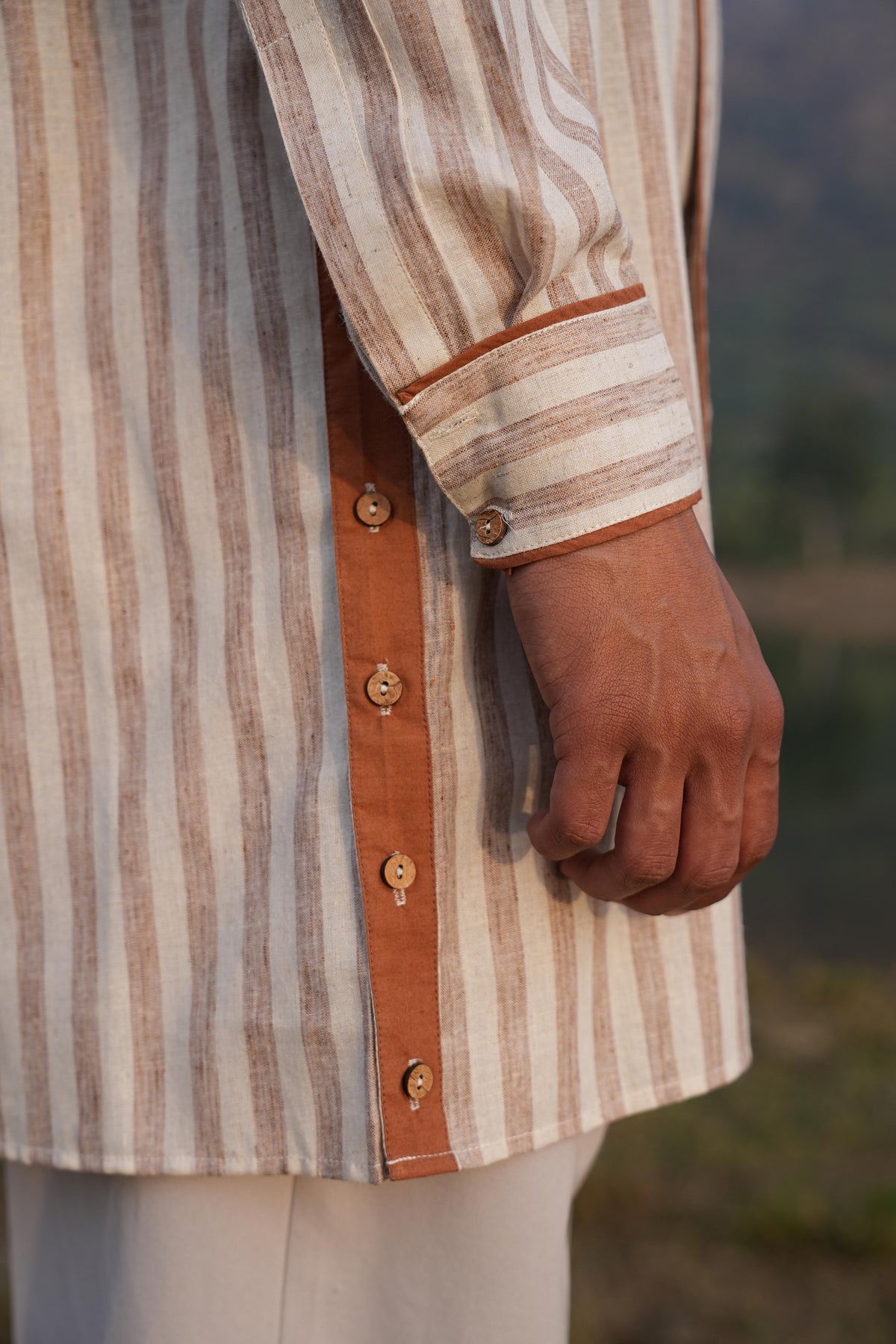 Rust Check Coord & Stripe Kurta Duo