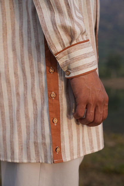 Rust Check Coord & Stripe Kurta Duo