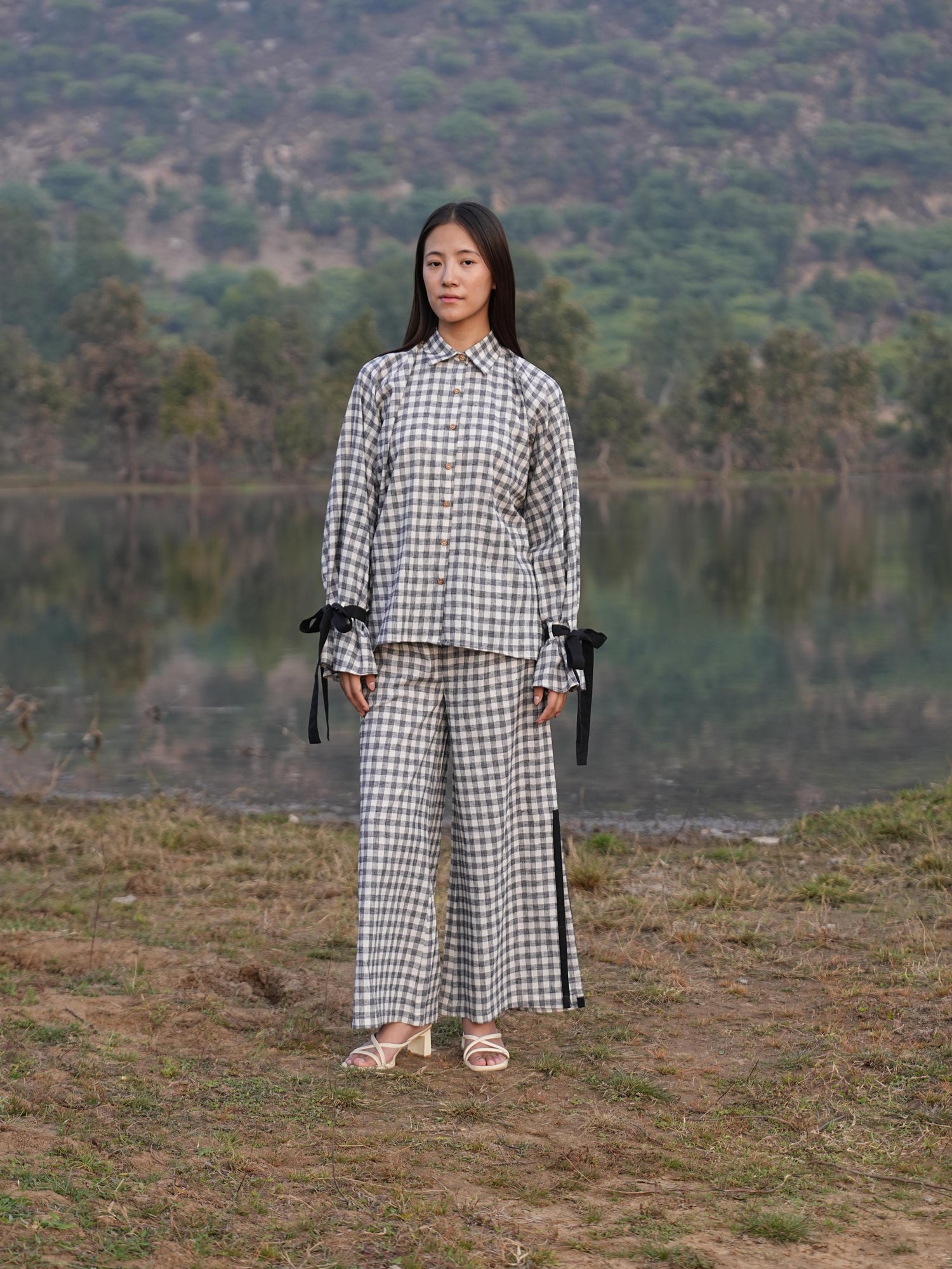 Sutra Balloon Sleeve Check Co-ord