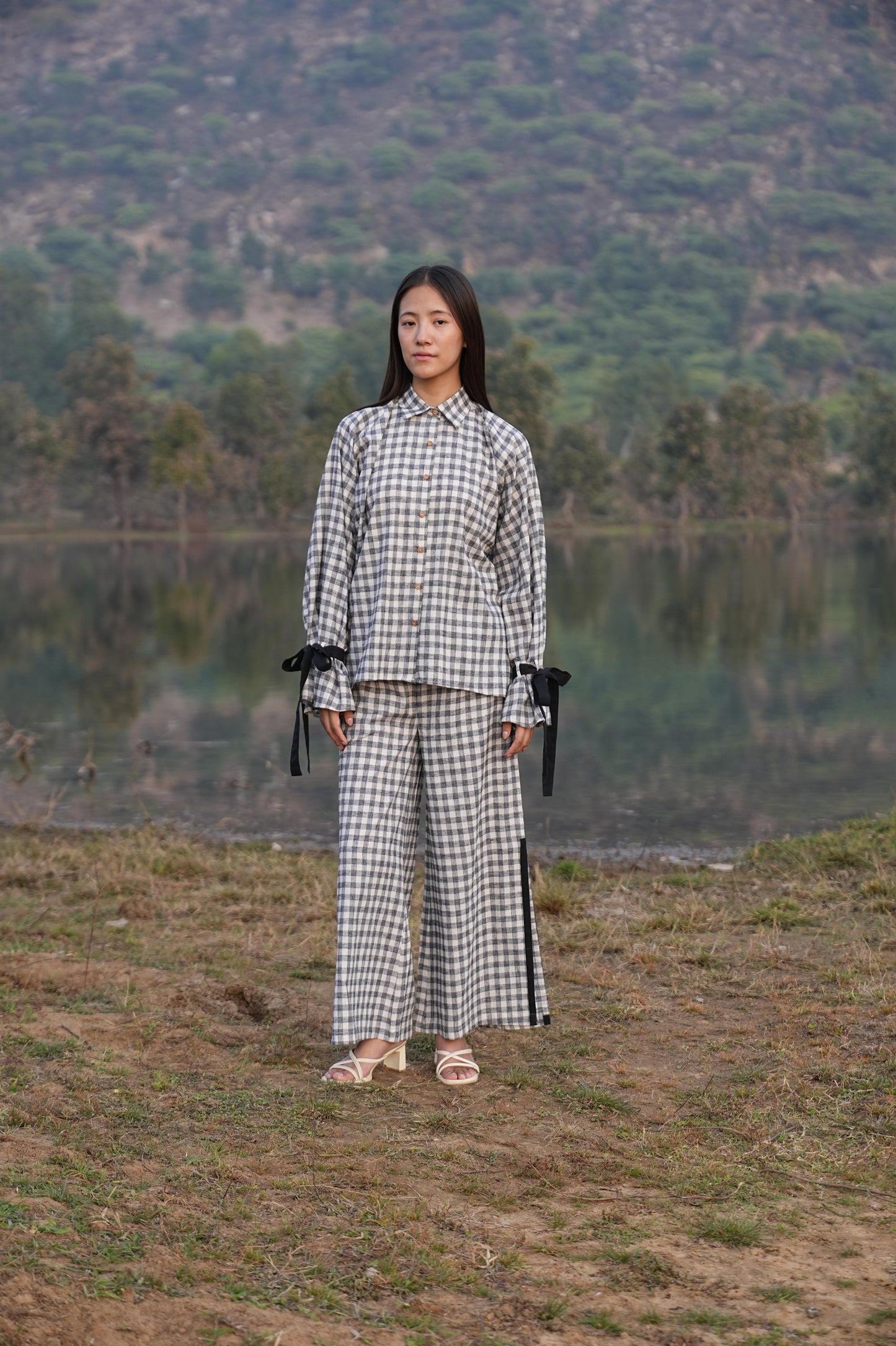 Sutra Balloon Sleeve Check Co-ord