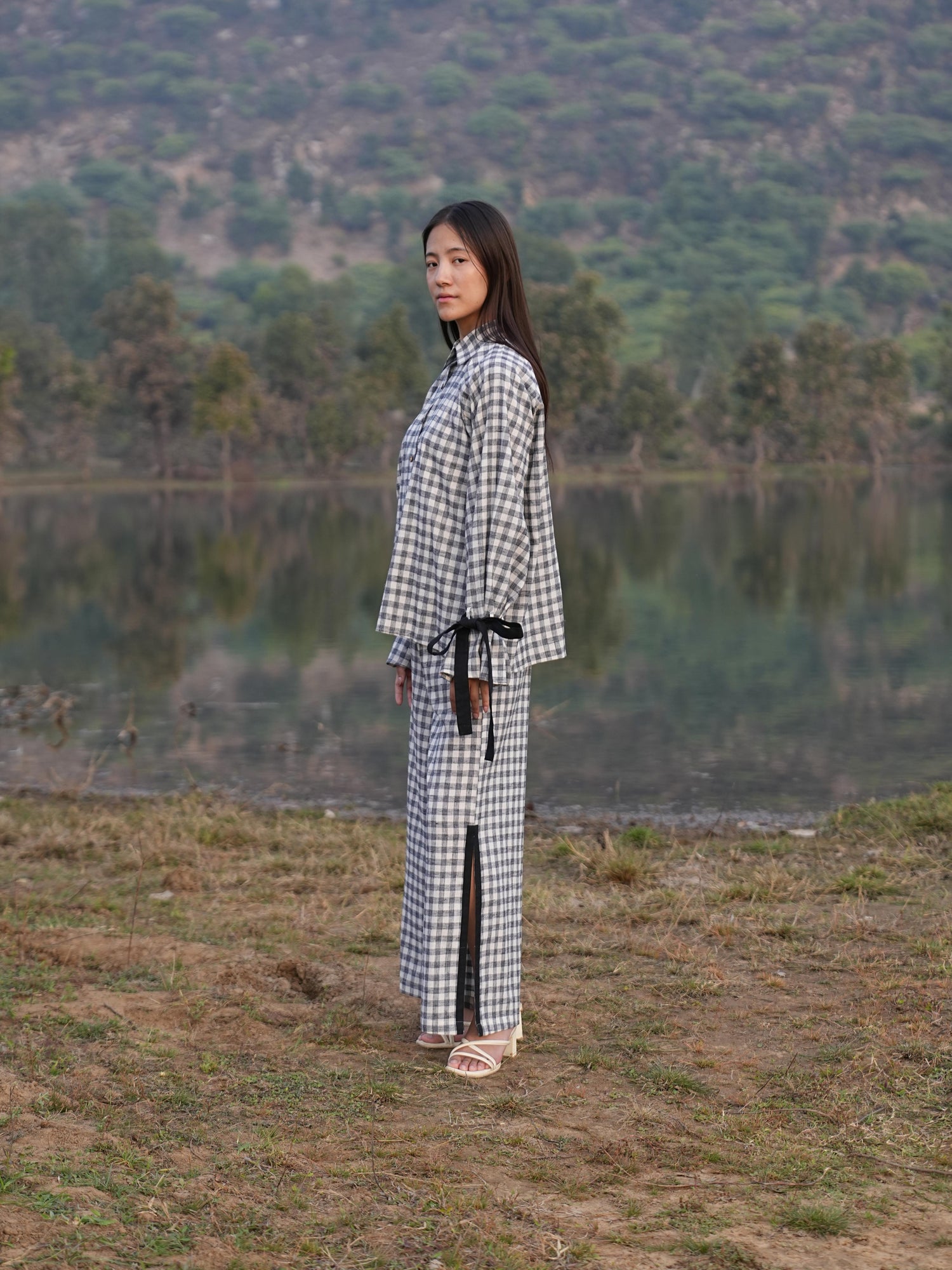 Sutra Balloon Sleeve Check Co-ord